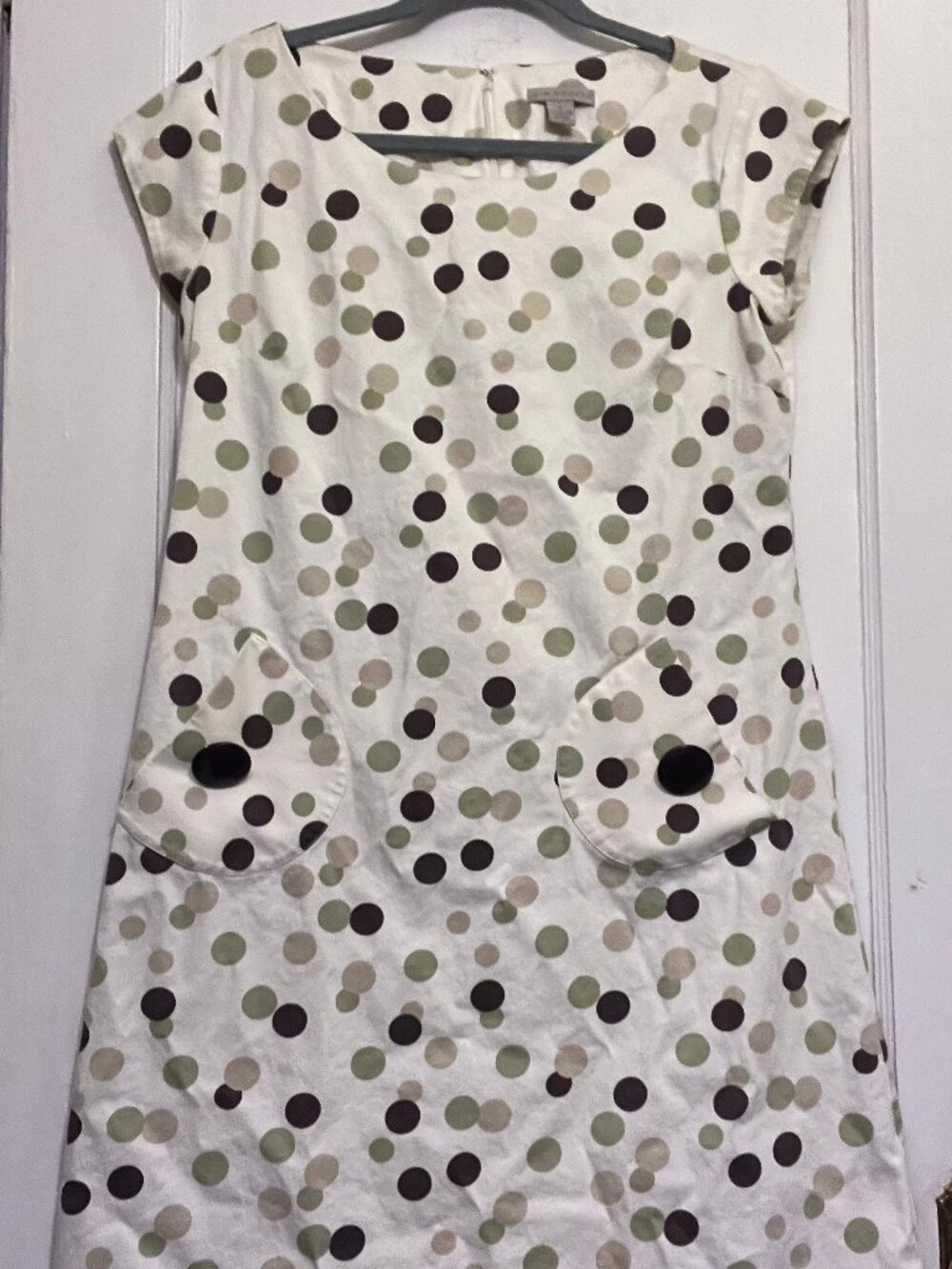 Kim Rogers Polka Dot Short Sleeve Dress with Front Pockets - Size 6